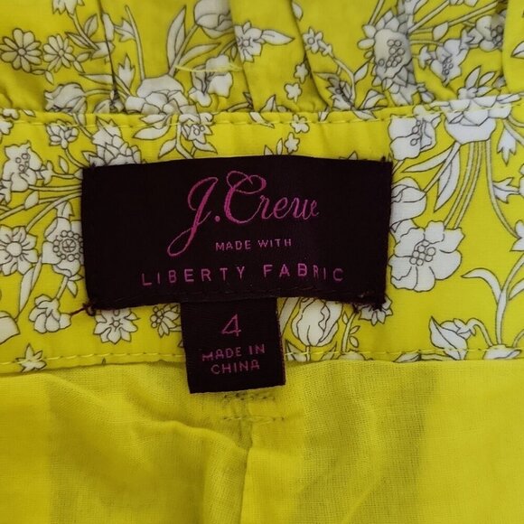 J. CREW | Pleated shorts with ring-buckle belt Liberty print Yellow Sz 4 - Picture 7 of 7